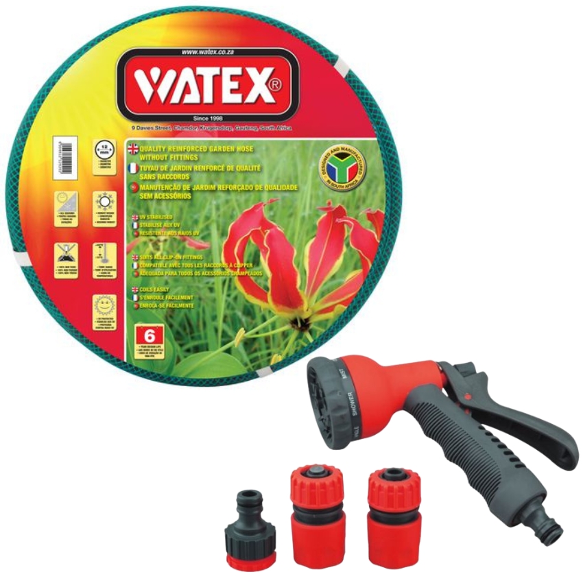 Qualitools – Hose Pipe with Adjustable 8 Pattern Spray Gun 5 Piece Set