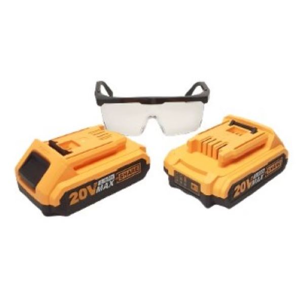 Ingco 2.0 Ah Lithium-Ion Battery Packs With Safety Glasses