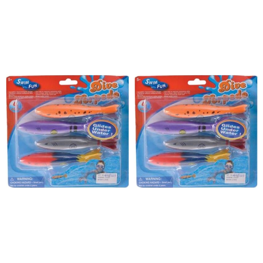 Dive Torpedo / Swim Play Dive Toys – 4 Pieces – 13cm – Pack of 2