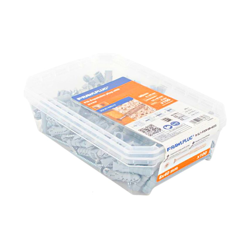 Rawlplug – FIX Expansion Plug with Screw 8x40mm – 100 Piece Per Tub