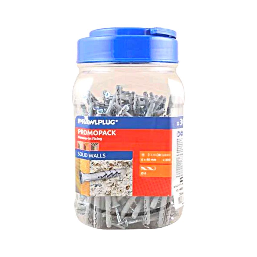 Rawlplug – Hammer-In Fixing 6x40mm – 300 Piece Per Jar