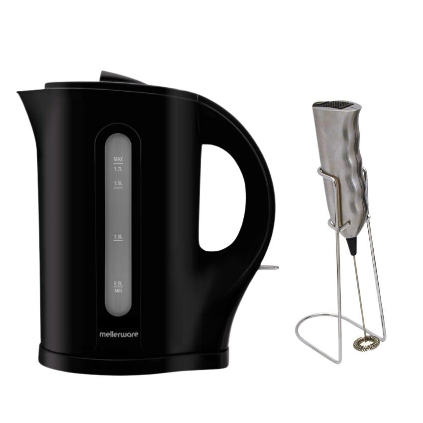 Mellerware – “Tugela” 1.7L Cordless Kettle and Milk Frother – Black