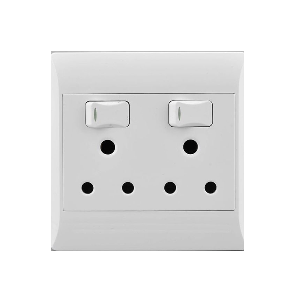 Socket 16A 4X4 Double White E/Mate