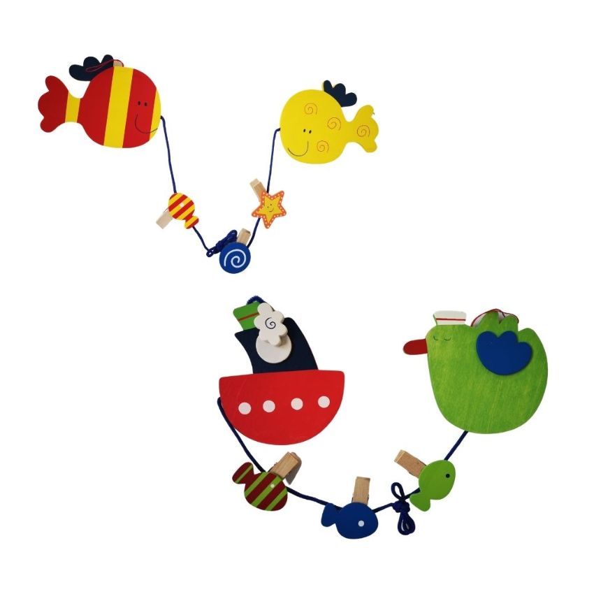 SourceDirect – Colourful Wooden Memo Clips – Fish, Seagull and Ship – Boat