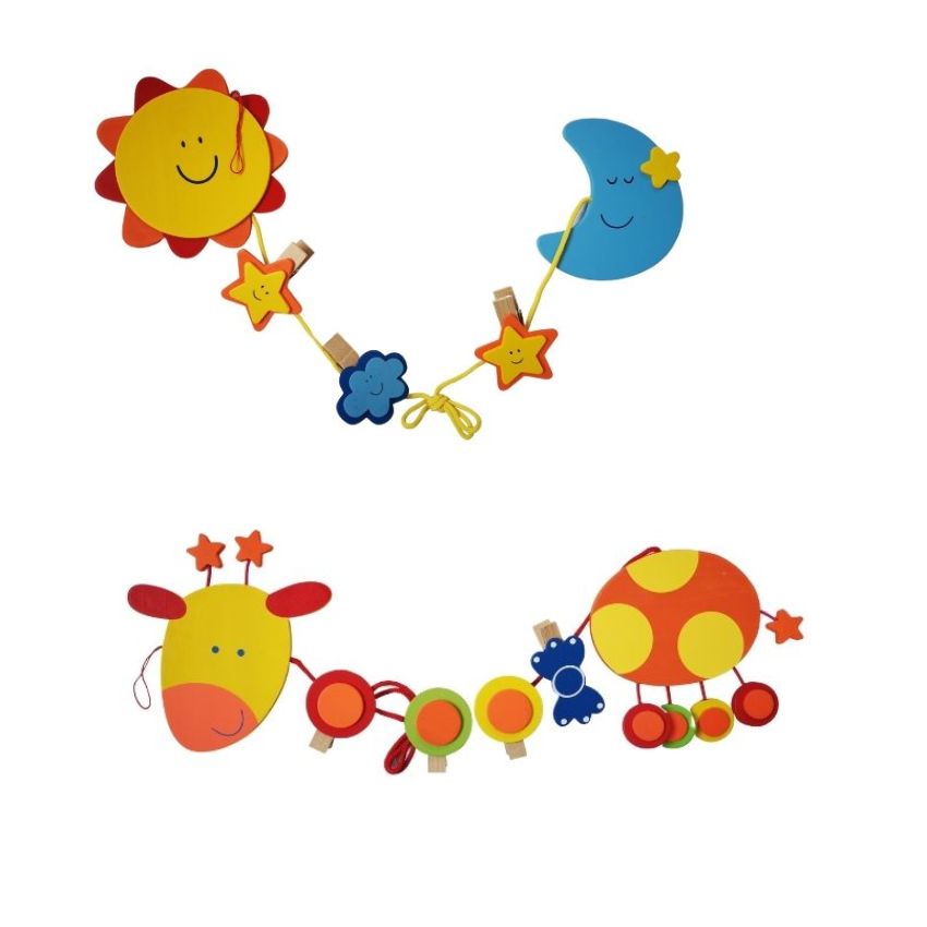 SourceDirect – Colourful Wooden Memo Clips – Sun – Moon and Giraffe