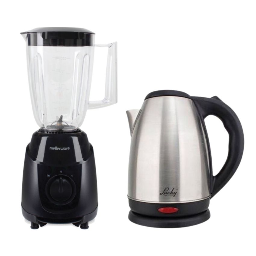 Mellerware – Plastic Jug Blender 1L 300W & Cordless Kettle – 1.7L