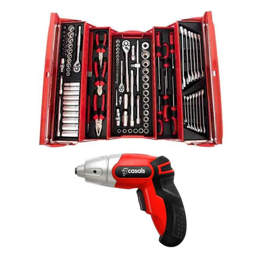 TorkCraft – 172 Piece Mechanic Tool Box & Cordless Screwdriver 10 Pce Set