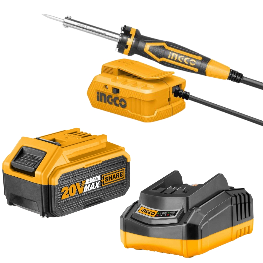 INGCO – Soldering Iron (40W) – 20V + Charger + Battery Pack – (4.0AH)