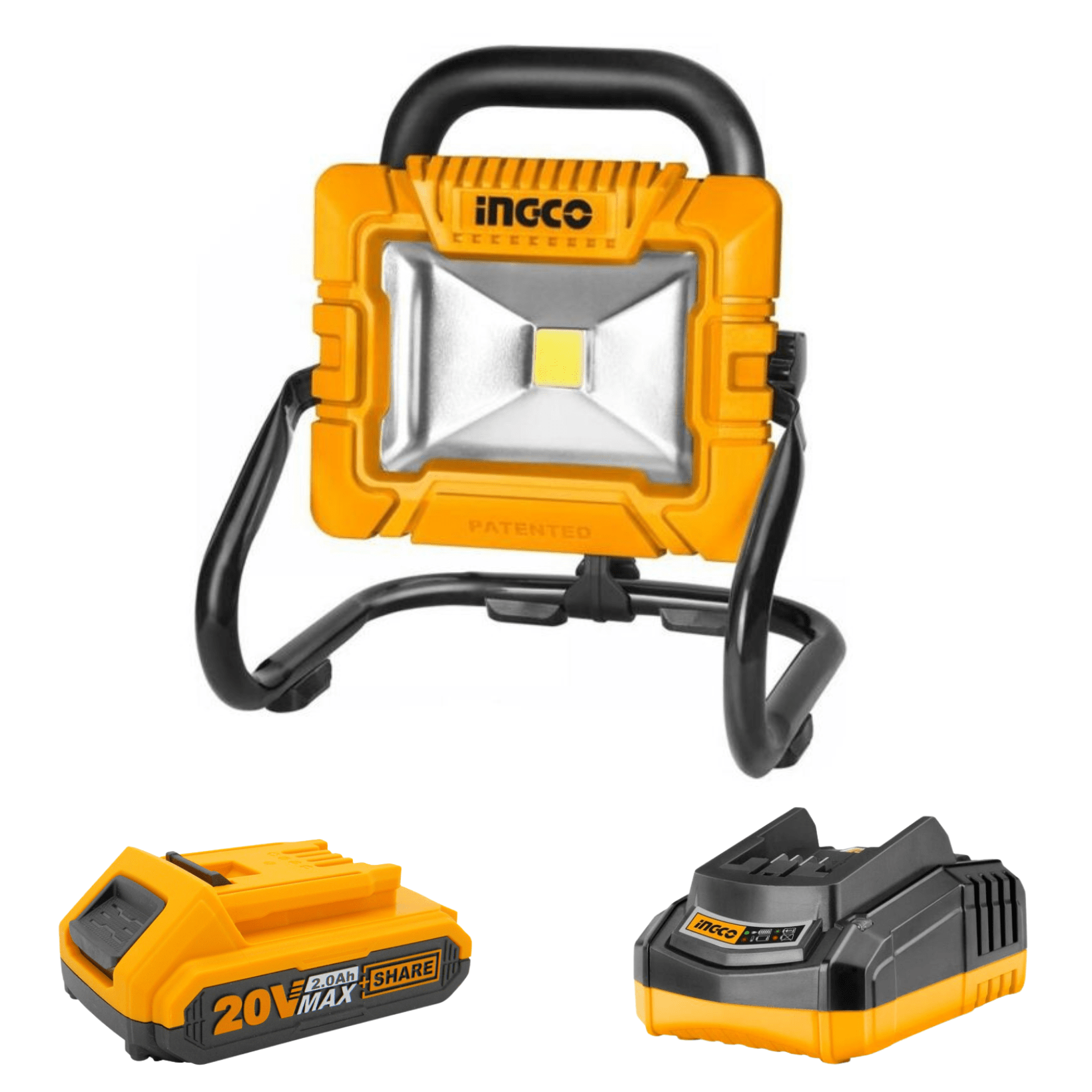 Ingco – Lithium-Ion Work Lamp 20V Kit (Charger + Battery (2.0AH) Included)