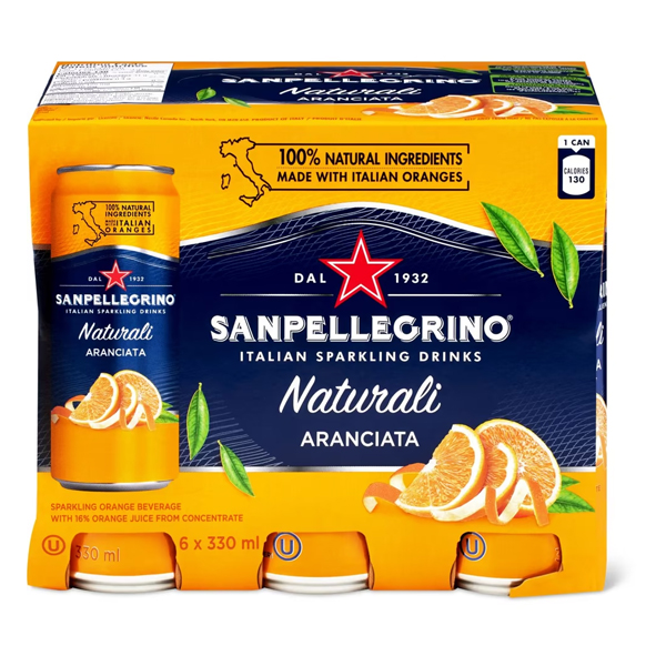 Italian Sparkling Drink Sanpellegrino Aranciata – 6 x 330ml