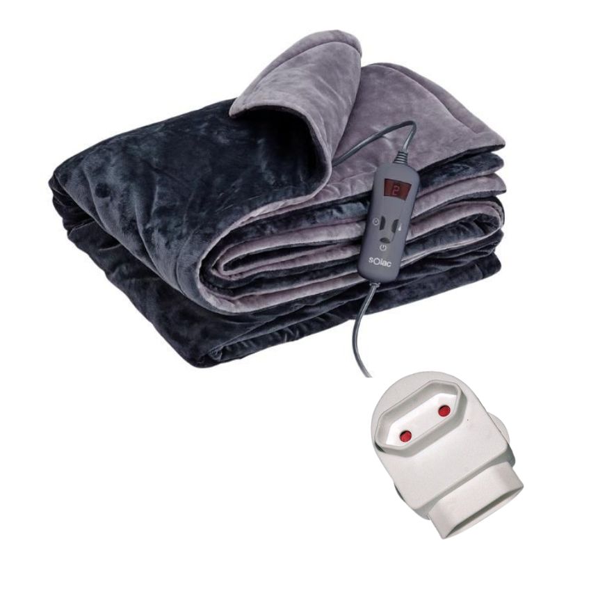 Solac – Electric Throw Over Blanket – Double Bed (180cm x 140cm) & Adapter