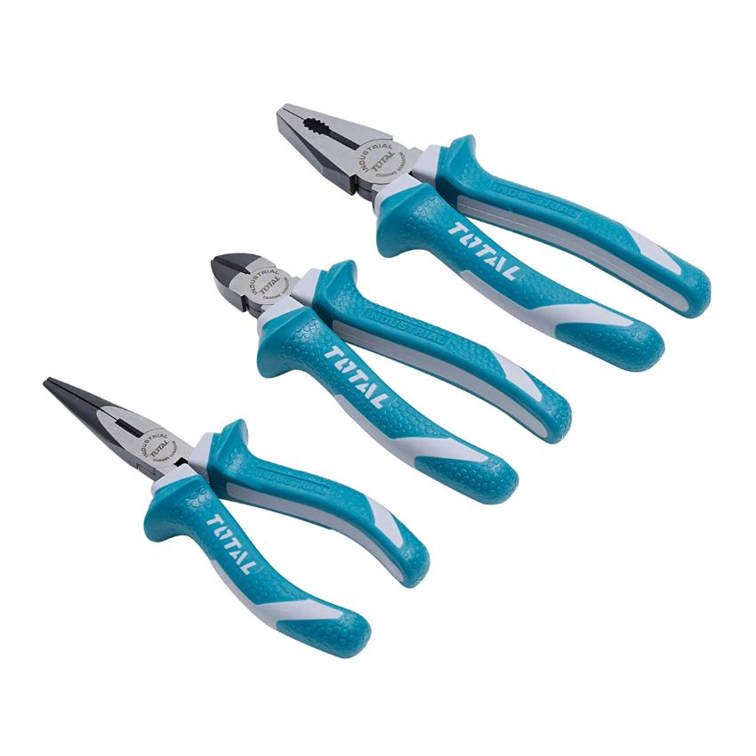 Total Tools – 3 Piece Plier Set-Long, Diagonal Cutter & Combination Pliers