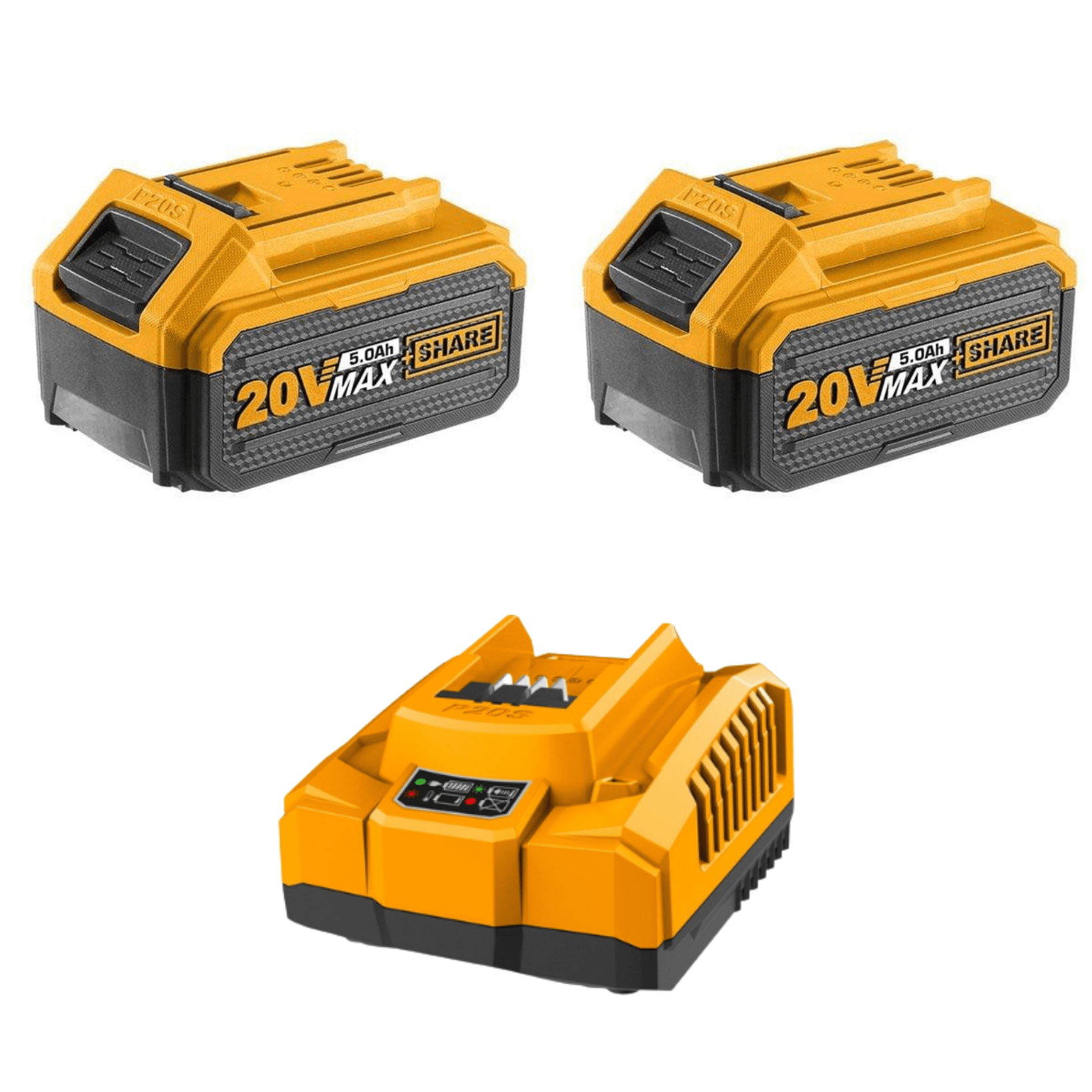 Ingco – 2 x Li-Ion Battery Pack (5.0Ah) with Super Fast Intelligent Charger