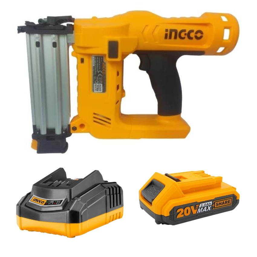 INGCO – Cordless Brad Nailer Kit with Charger and Battery (2.0Ah)