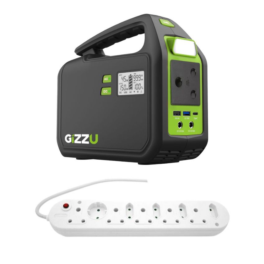 Gizzu – 242Wh Portable Power Station with 10 Way Multiplug with Cord