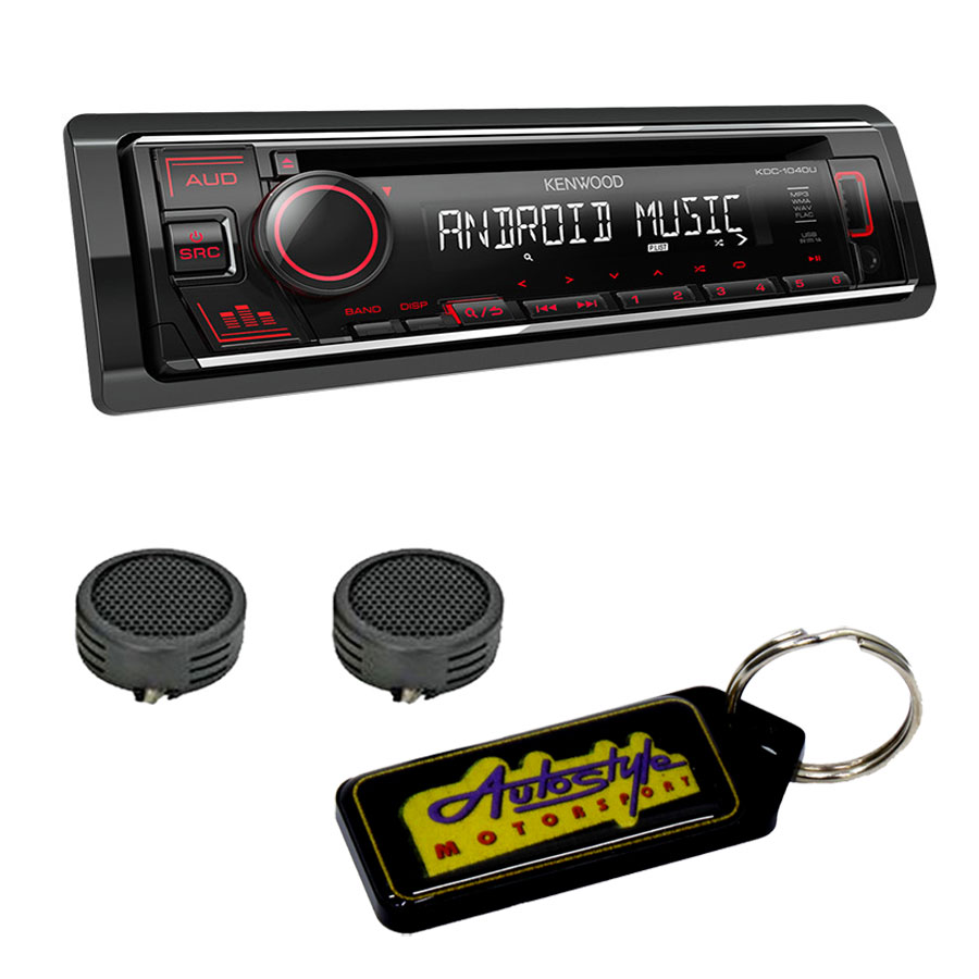 Kenwood MP3 CD Front Loader KDC-1040U & Evo Tweeters & Gel Key Holder
