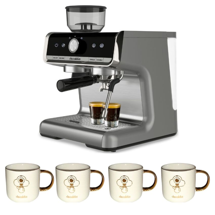 Decakila-Espresso Coffee Machine With Grinder- 2.8L & Mugs 330ml-Pack of 4