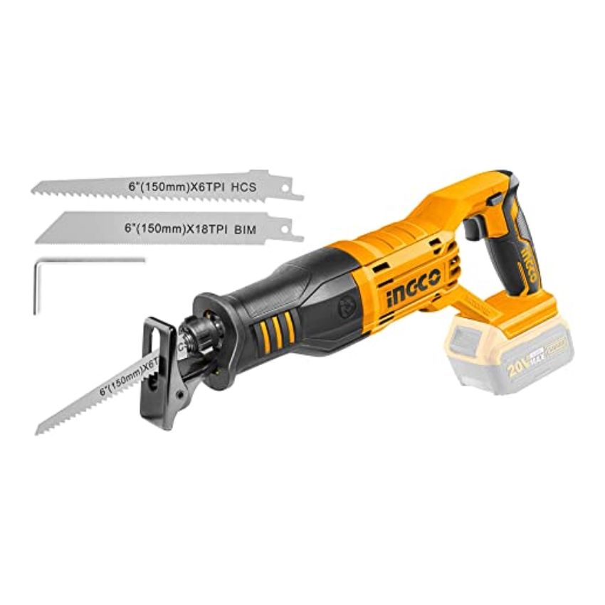 Ingco – Cordless Lithium Ion Reciprocating Saw Incl 2 Blades – 20V