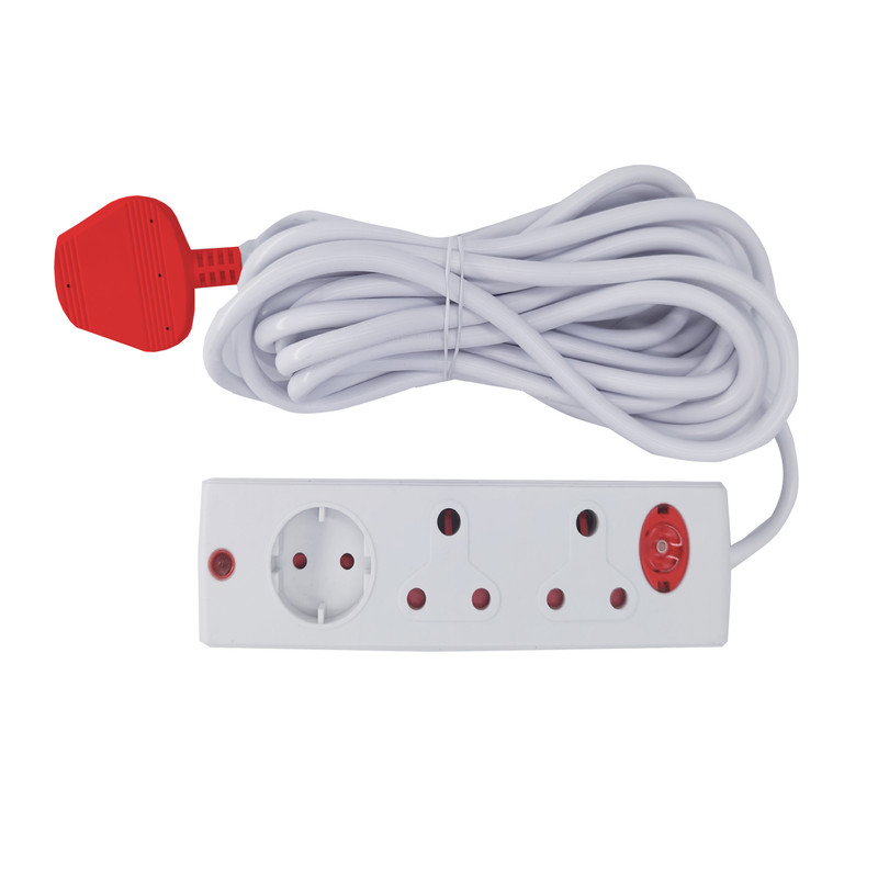 Electricmate 5 Meter 10 AMP Surge Protected Extension Lead 2 X 16 AMP + 1 X Schuko