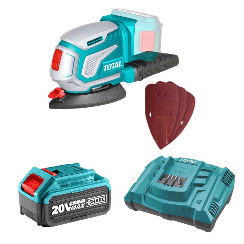 Total Tools – Delta Palm Sander 125mm 20V with 4.0Ah Battery & Charger
