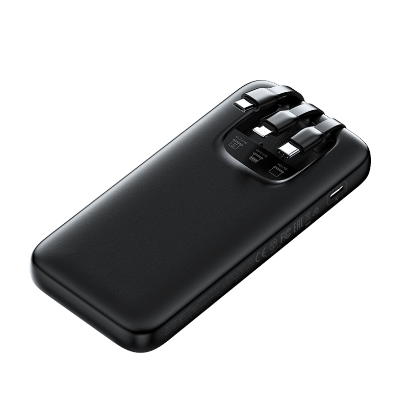 Romoss Pastel 10000mAh 15W Power Bank With Built in Cables – Black