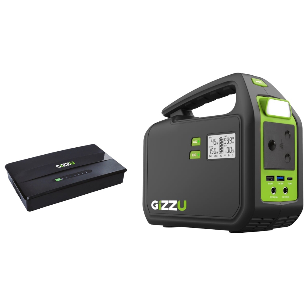 Gizzu – Portable Power Station (242 wh) + Mini DC (30 w)