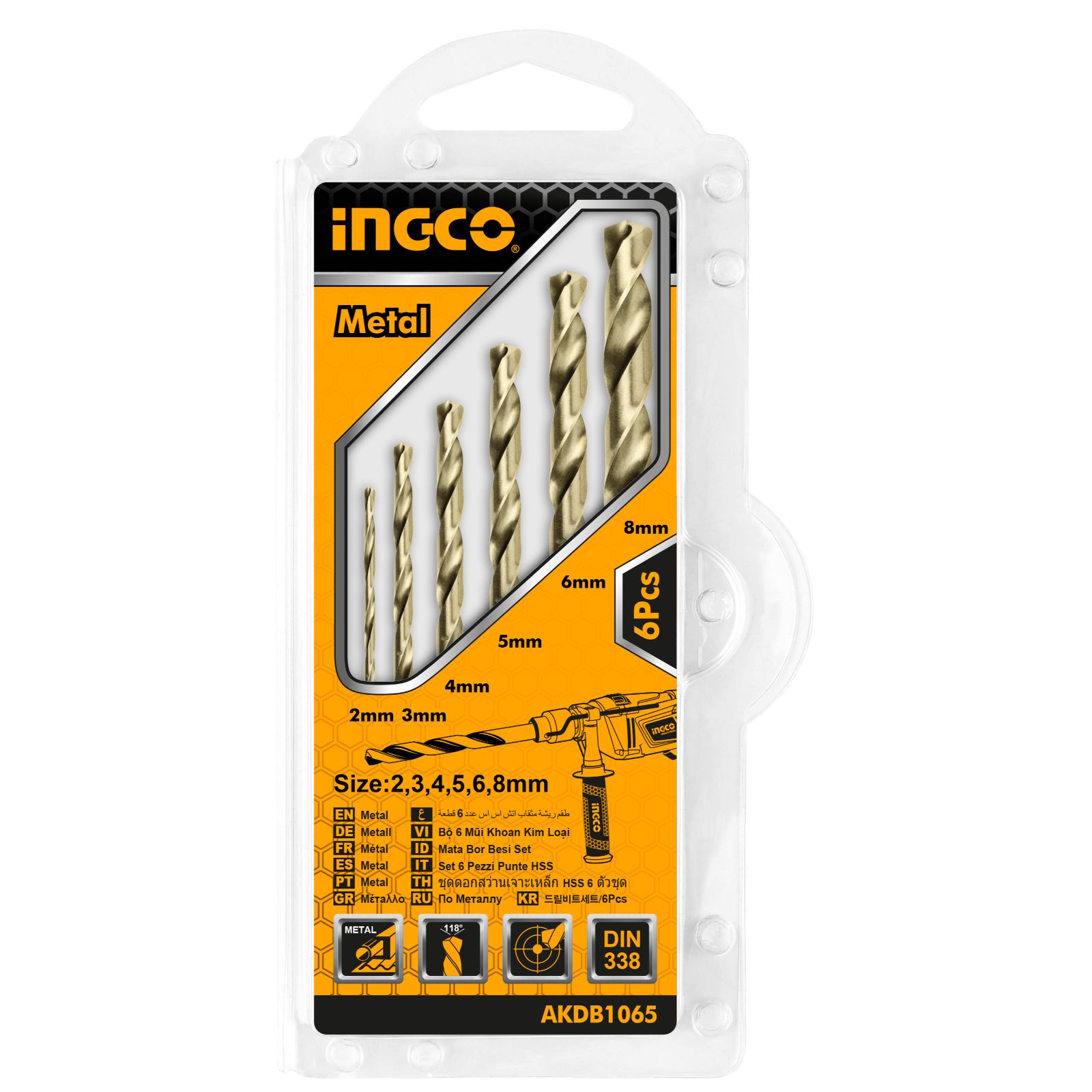 Ingco – 6 Piece HSS Twist Drill Bits Set