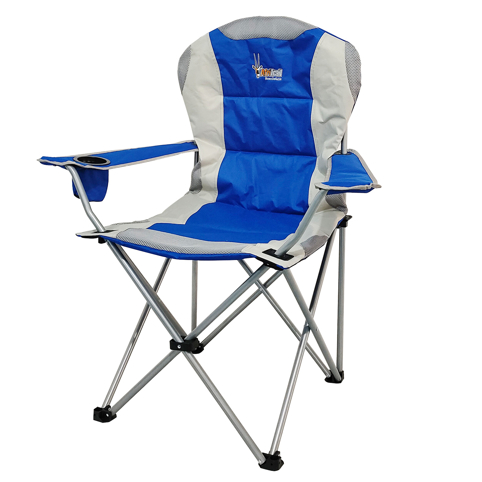 Afritrail Roan Deluxe Padded Folding Armchair Blue 140kg