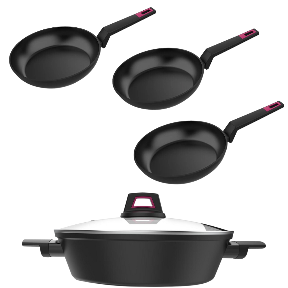 Taurus – Black Aluminum Non-Stick Frying Pan and Cacerola Baja Forged Pot