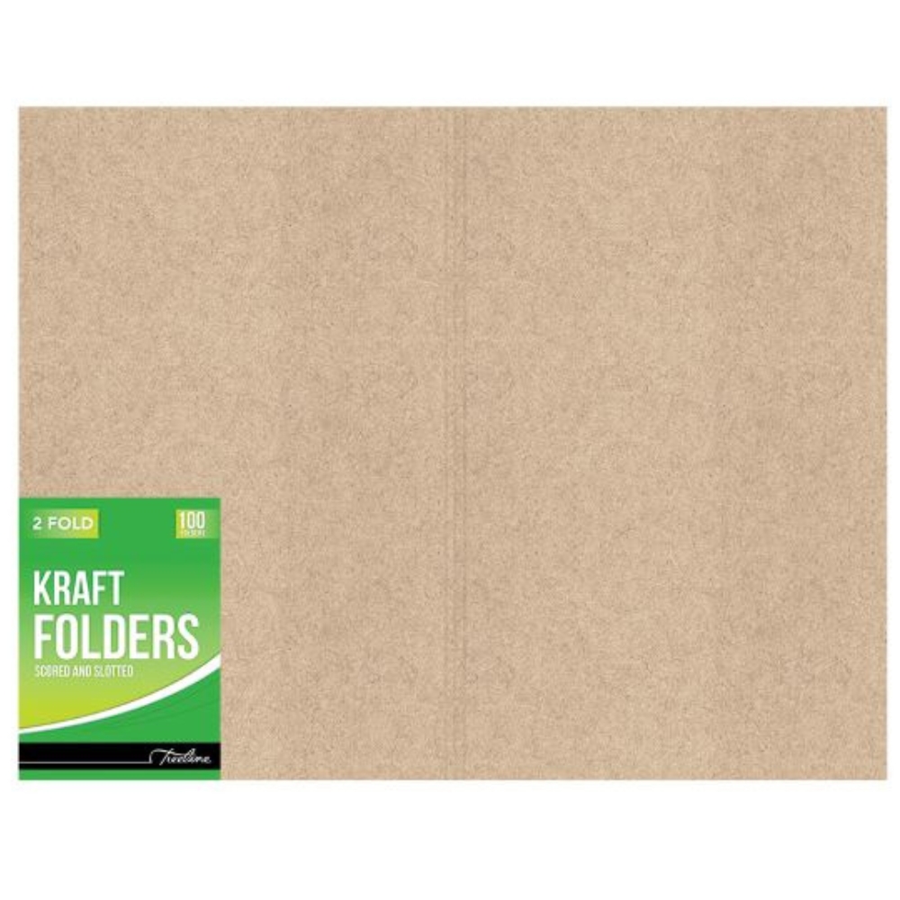 Treeline – Kraft Folders 190gsm 2 Fold – 3 Scored and Slotted 14 x 9 x 9″