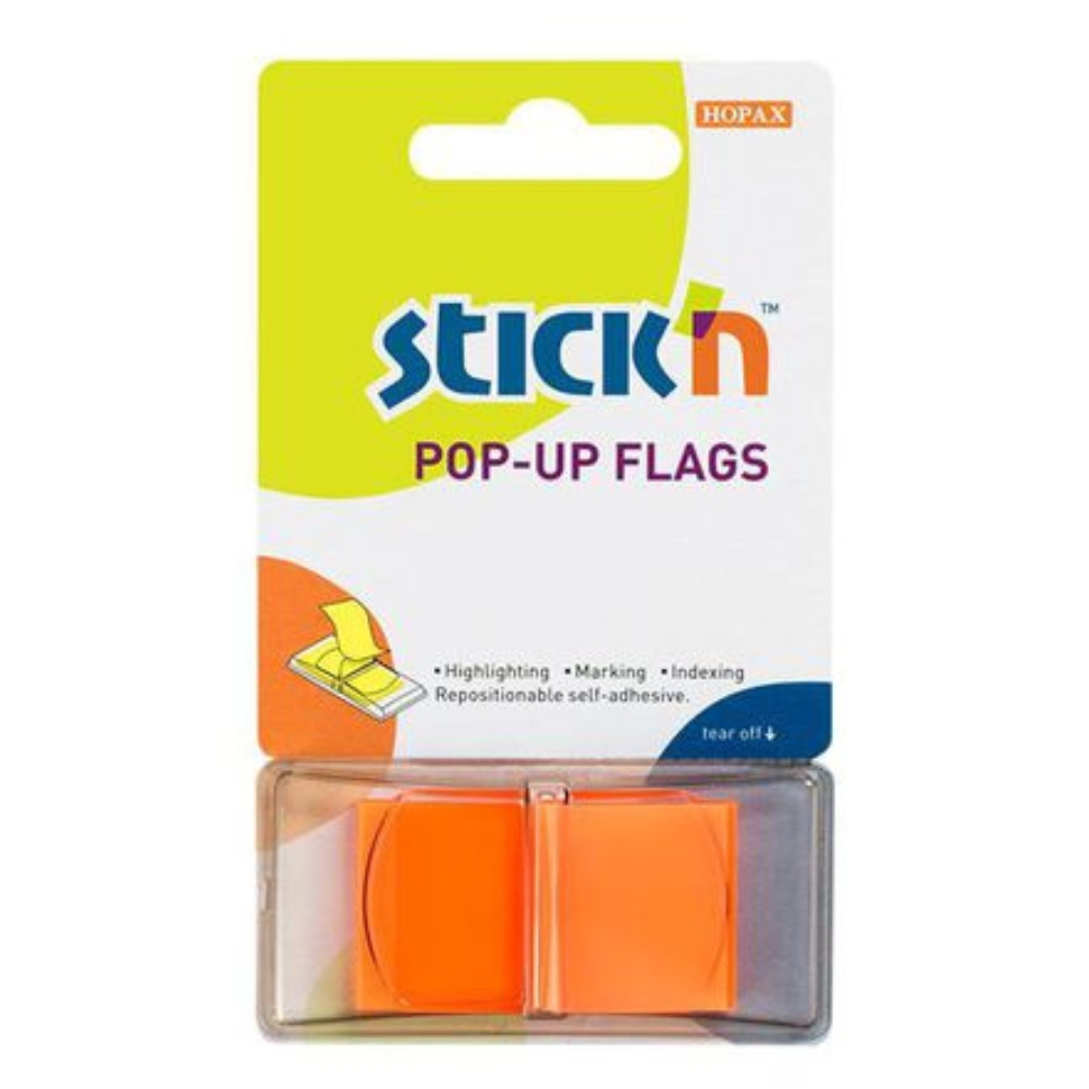 Stick’n – Pop Up Flags Neon Orange (45 x 25mm) , 50 sheets per pad