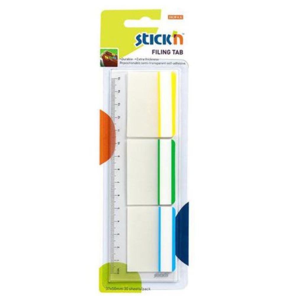 Stick’n – Filing Tabs Repositionable 3 Frame Colours (37 x 50mm)