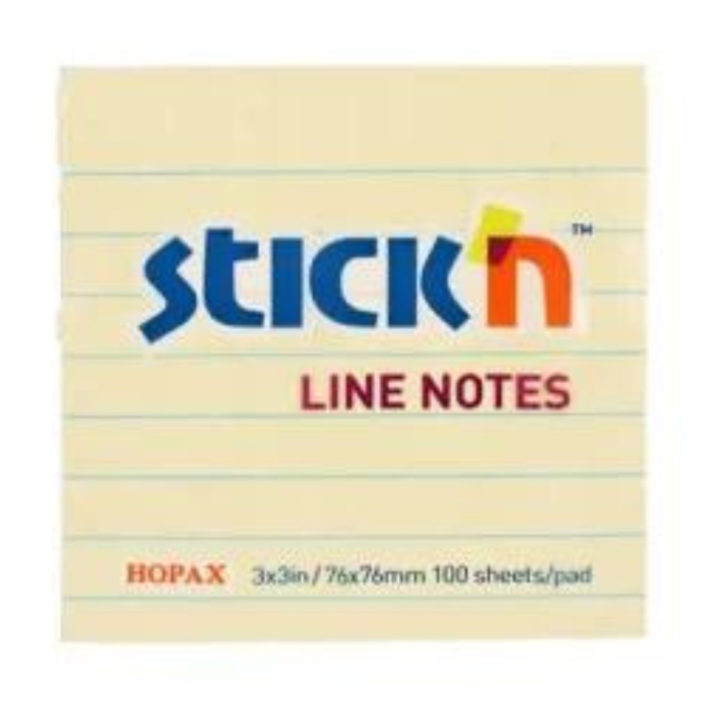 Stick ‘n – Notepad Lined Yellow (76mm x 127mm) – 100 Sheets