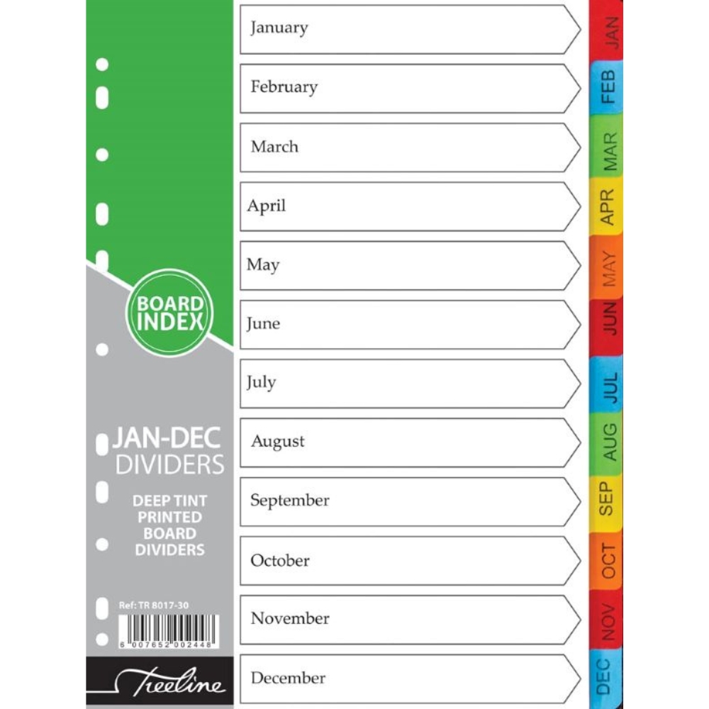 Treeline – January-December Deep Tint Assorted Board Divider Printed 10Pack