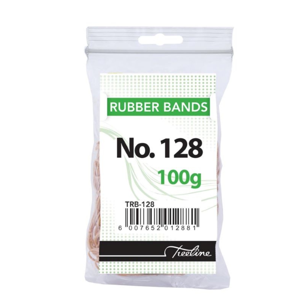 Treeline – No. 128 Rubber Bands – 100gm 200 x 9mm – Pack of 10
