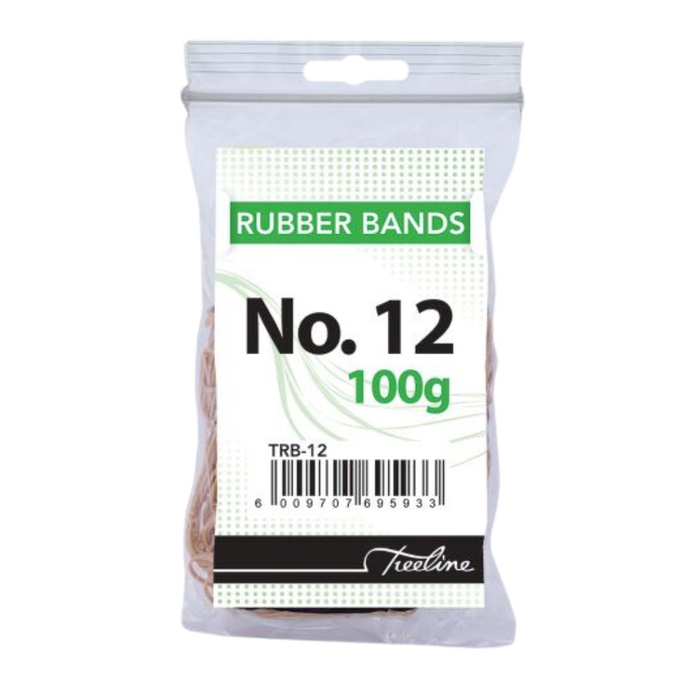 Treeline – No. 12 Rubber Bands – 100gm 45 x 1.5mm – Pack of 10