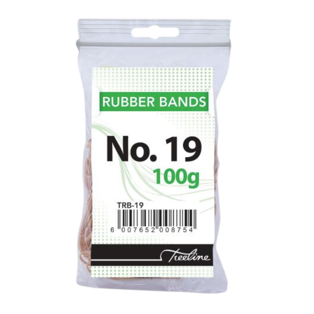 Treeline – No. 19 Rubber Bands – 100gm 80 x 1.6mm – Pack of 10