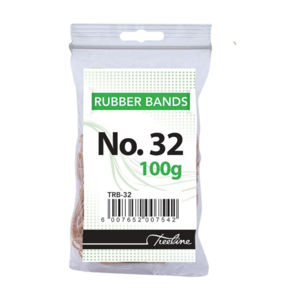 Treeline – No. 32 Rubber Bands – 100gm 75 x 3mm – Pack of 10