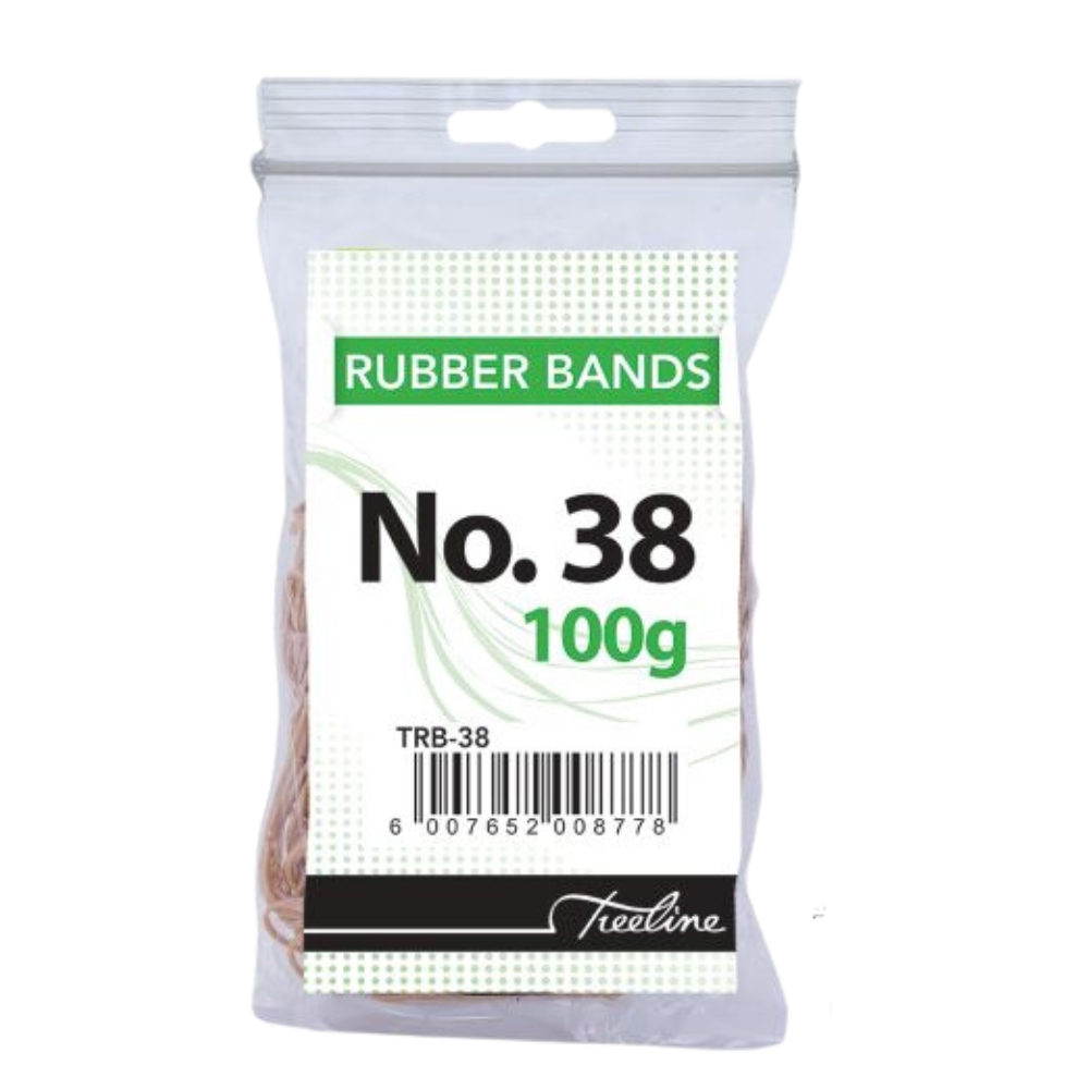 Treeline – No. 38 Rubber Bands – 100gm 150 x 3mm – Pack of 10