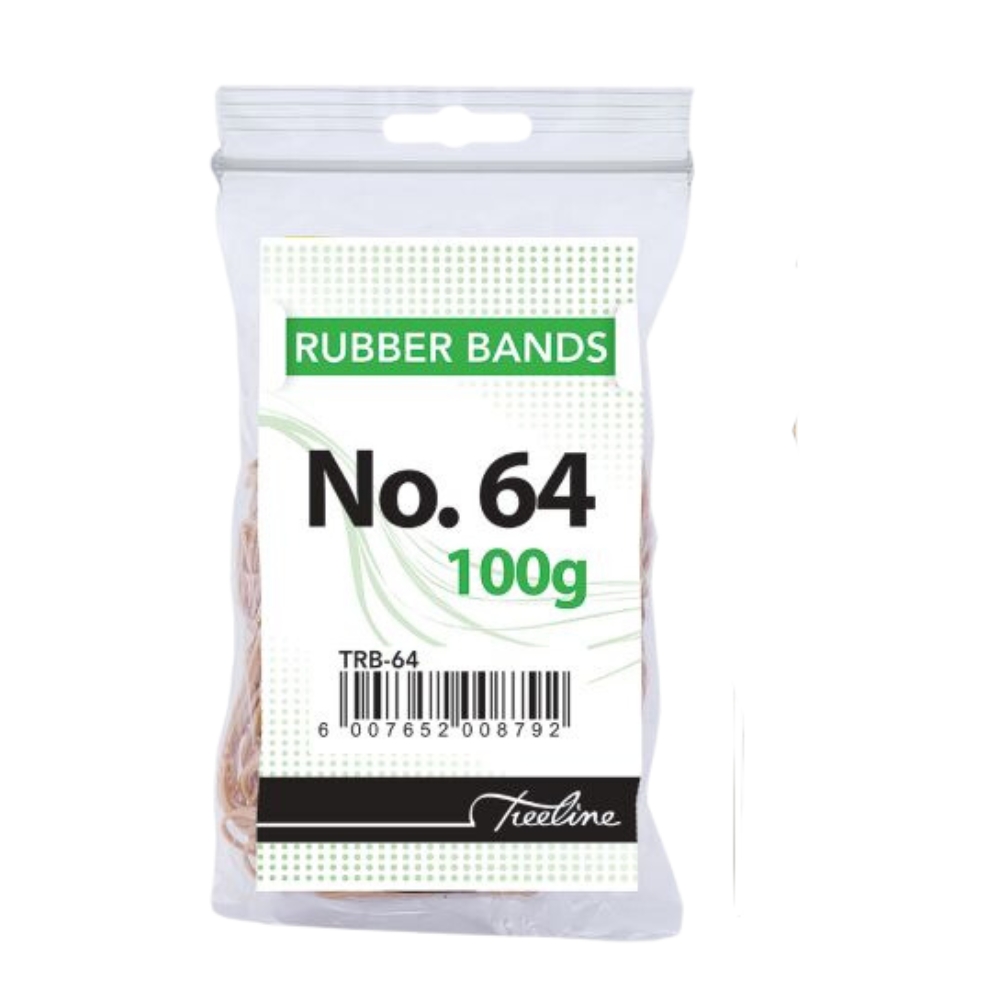Treeline – No. 64 Rubber Bands – 100gm 90 x 6mm – Pack of 10
