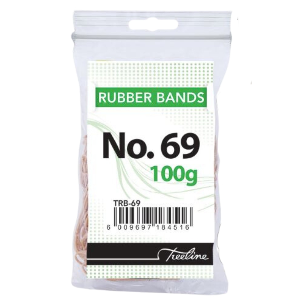 Treeline – No. 69 Rubber Bands – 100gm 150 x 6mm – Pack of 10