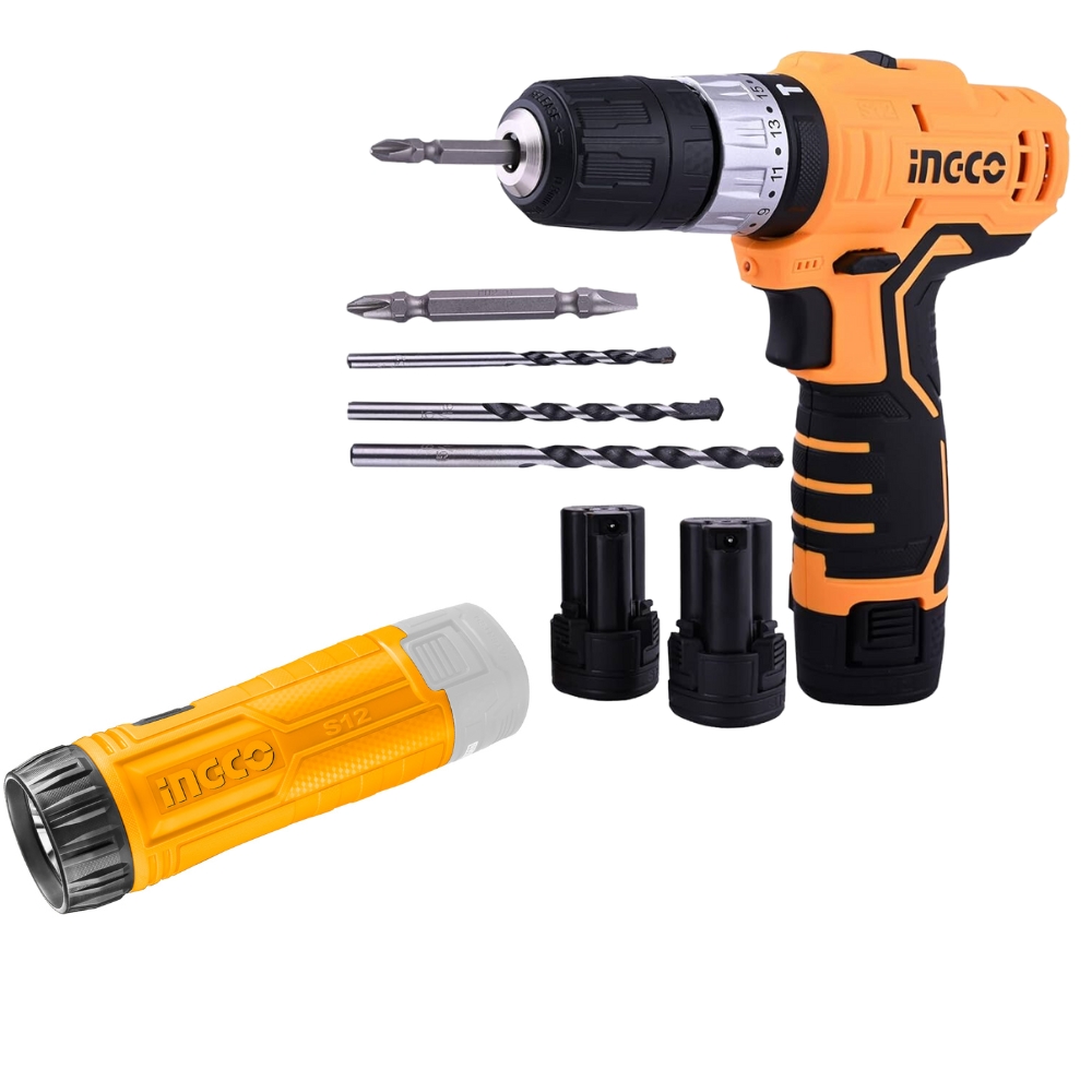 Ingco – Lithium Ion Impact Drill + Flashlight Combo