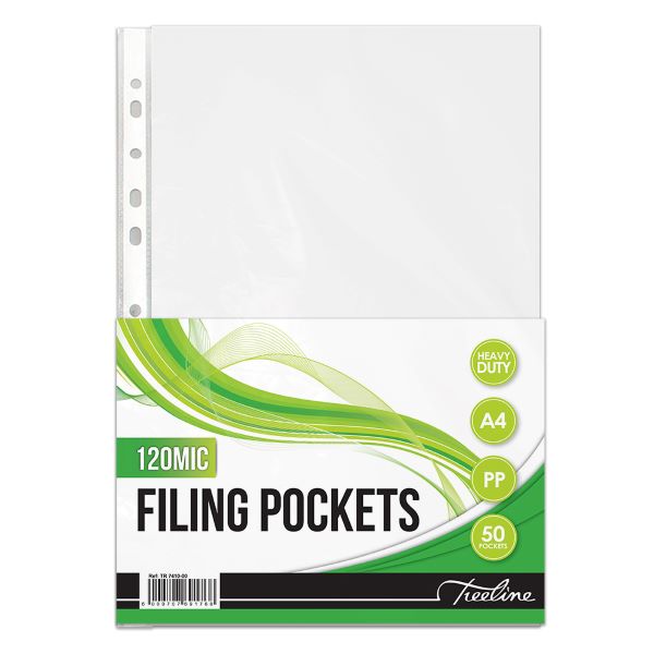 Treeline – Filing Pockets 40 Micron PVC A4 , Pack of 10