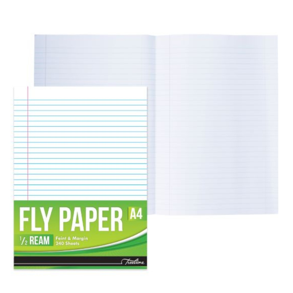 Treeline – Fly Paper – 1/2Ream Feint/Margin 58 gsm (240 Sheets) ( Box 10 )