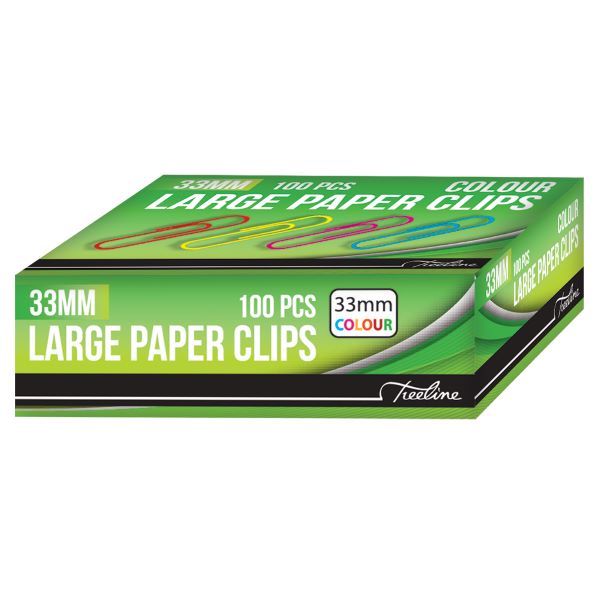 Treeline – Assorted Gemclips (33 mm) PVC Coated 100’s Box 10