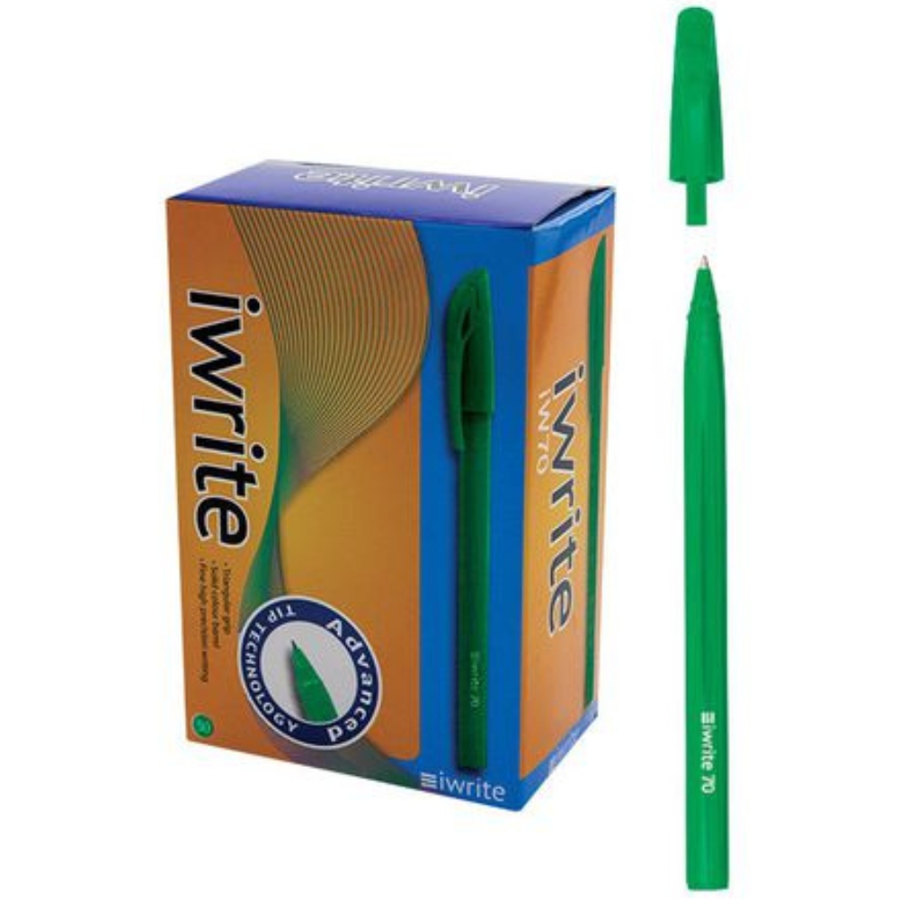 iWrite – Green Ballpoint Pens Box of 50