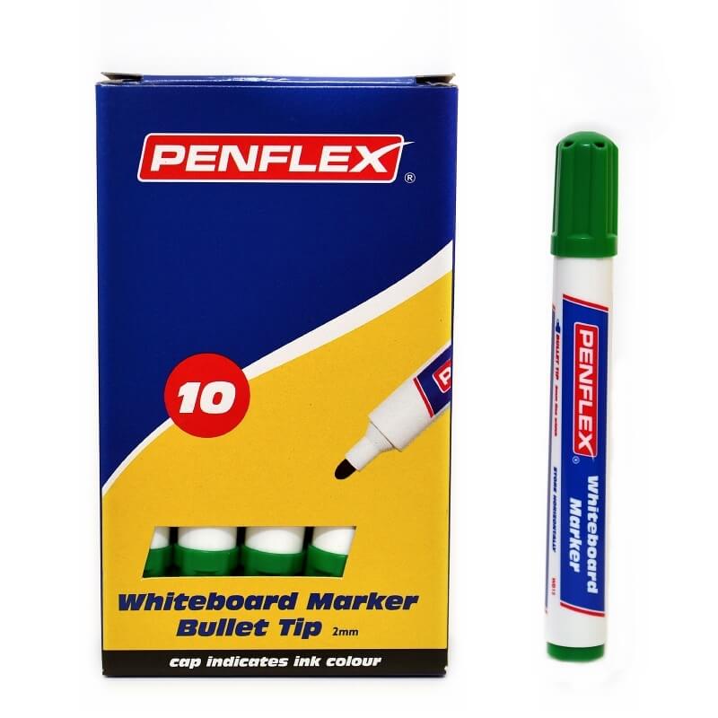 Penflex – Green Whiteboard Markers , Box of 10