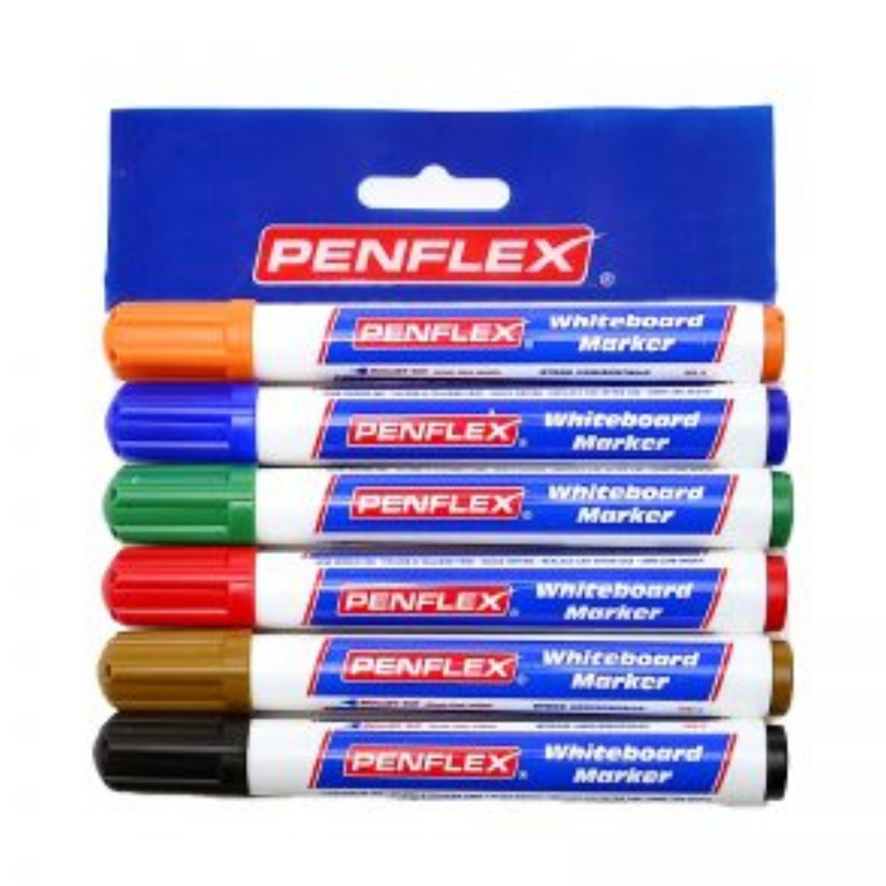Penflex – Assorted Whiteboard Markers , Wallet of 6