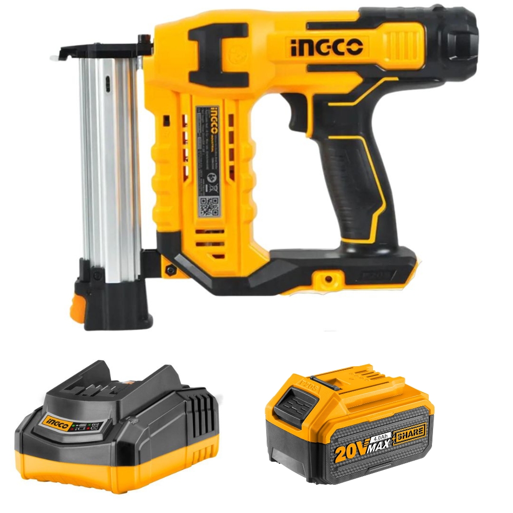 Ingco – Lithium Ion Cordless Brad Nailer with Charger and Battery (4.0Ah)