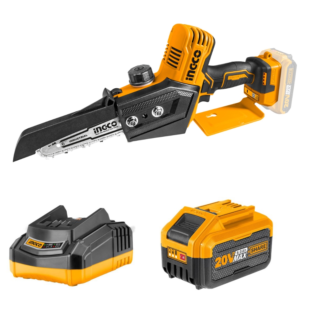 Ingco – Lithium Ion Pruner Saw with Charger and Battery (6.0Ah)